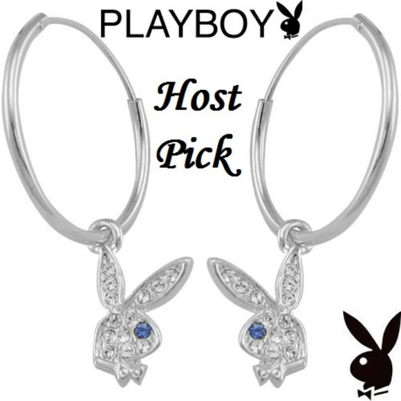 PLAYBOY Jewelry - Playboy Earrings Hoop Bunny Swarovski Crystal RARE